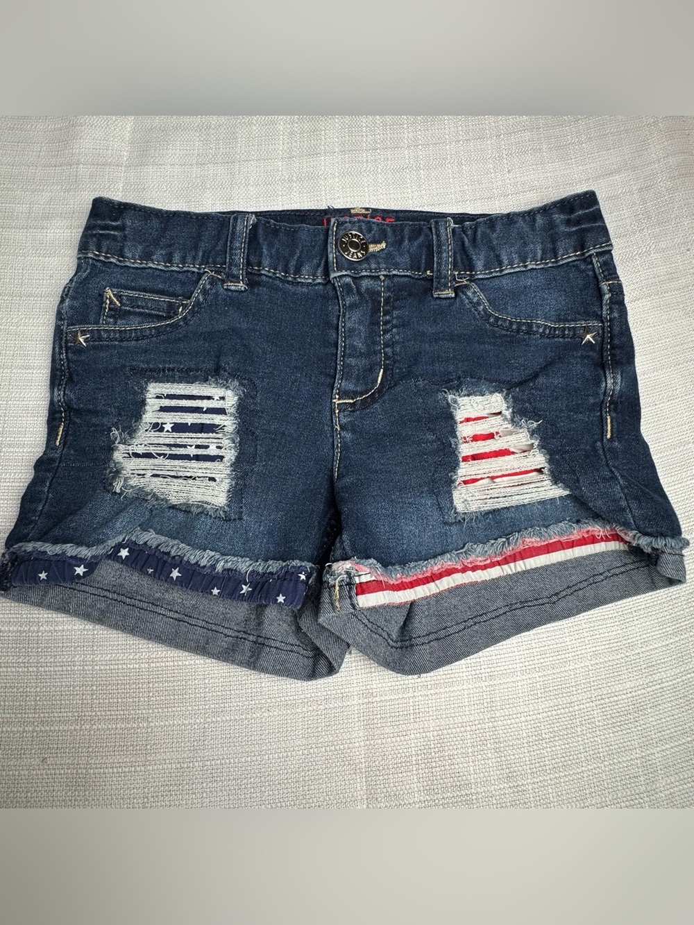 Justice Girls 10 SLIM Denim Shorts Patriotic 4th of July